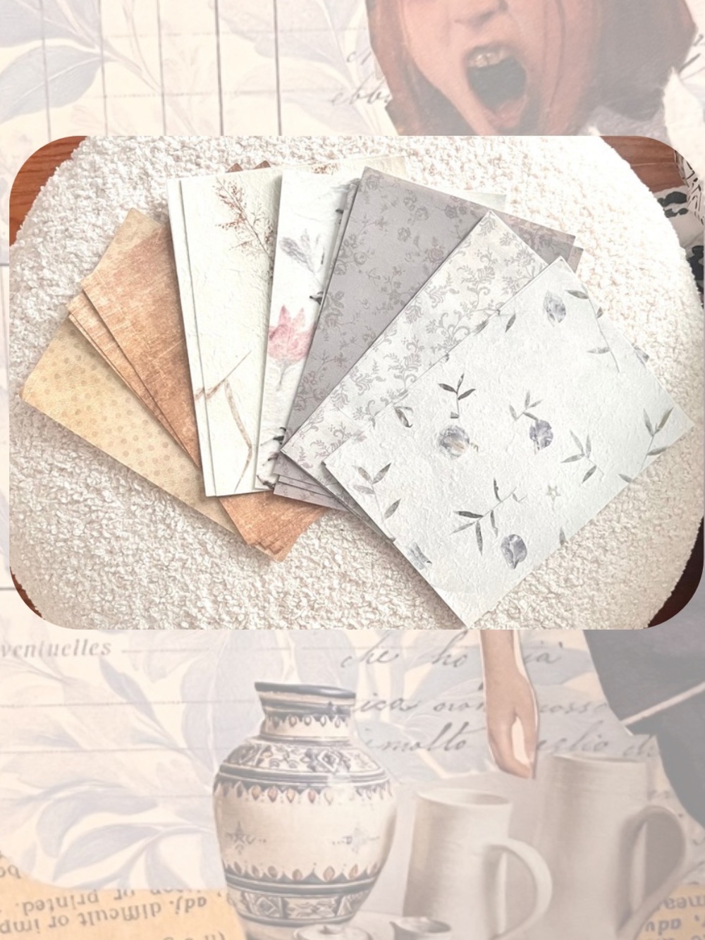 NWT🎉 Brown, White, Gray Decorative Junk Journal Collage Paper